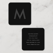 Minimalistisches Monogramm Grau Schwarz Quadratische Visitenkarte (Vorne/Hinten)