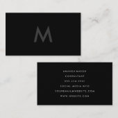 Minimalistisches Monogramm Grau Schwarz Visitenkarte (Vorne/Hinten)