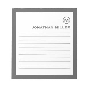 Minimalistisches Monogramm, graue Linse Notizblock