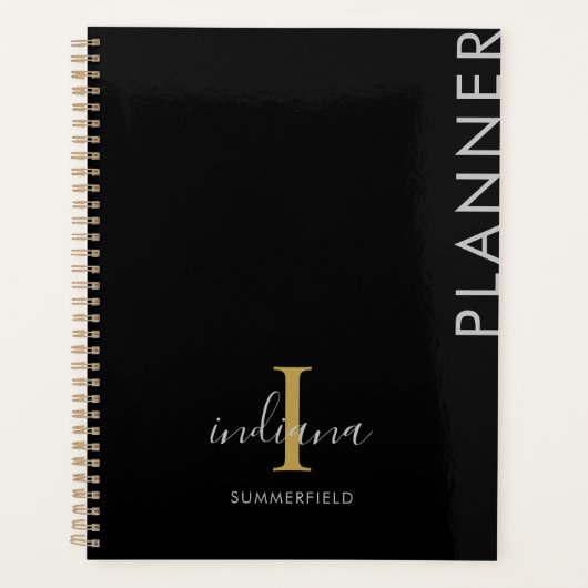 Minimalistisches Monogramm Handschrift-Skript Name Planer (Vorderseite)