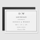 Minimalistisches Monogramm-Hochzeit Save The Date Magneteinladung (Vorne/Hinten)