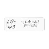 Minimalistisches Monogramm Hochzeit Schwarz und We (Vorne)