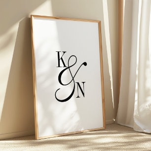 Minimalistisches Monogramm-Hochzeits-Schwarzweiß-S Poster