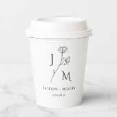 Minimalistisches Monogramm-Hochzeitsszenario Pappbecher (Rückseite)
