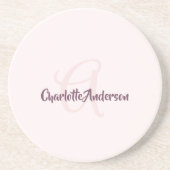 Minimalistisches Monogramm in Rosa Getränkeuntersetzer (Vorne)