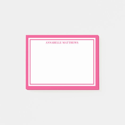 Minimalistisches Monogramm in Rosa Post-it Klebezettel (Vorderseite)