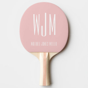 Minimalistisches Monogramm in Rosa Tischtennis Schläger