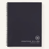 Minimalistisches Monogramm Indigo Blue Notizblock (Vorderseite)
