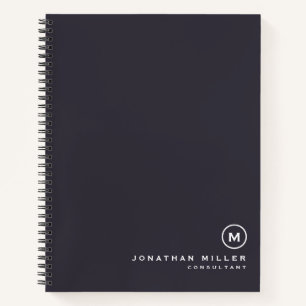 Minimalistisches Monogramm Indigo Blue Notizblock