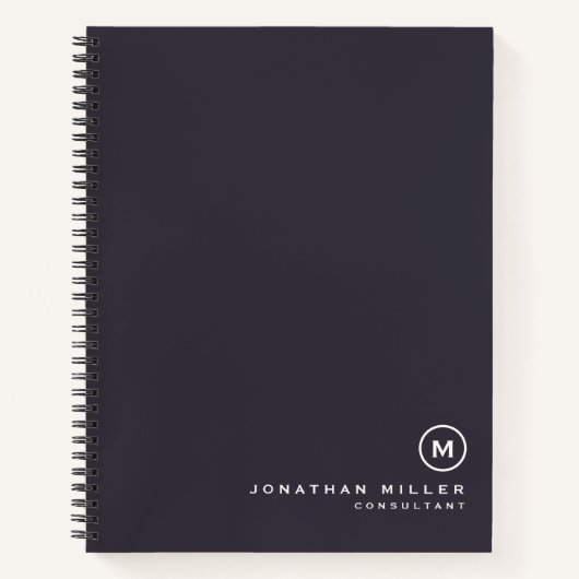 Minimalistisches Monogramm Indigo Blue Notizblock (Vorderseite)
