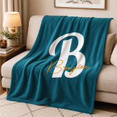 Minimalistisches Monogramm Individueller Name Flee Fleecedecke