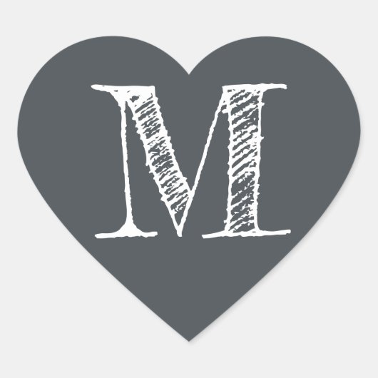 Minimalistisches Monogramm-Initial mit Off-Black-H Herz-Aufkleber (Vorderseite)
