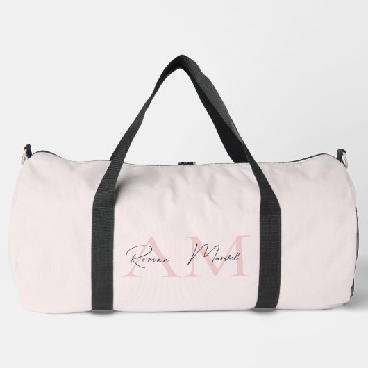 Minimalistisches Monogramm Initial- und Namenspate Duffle Bag (Vorderseite)