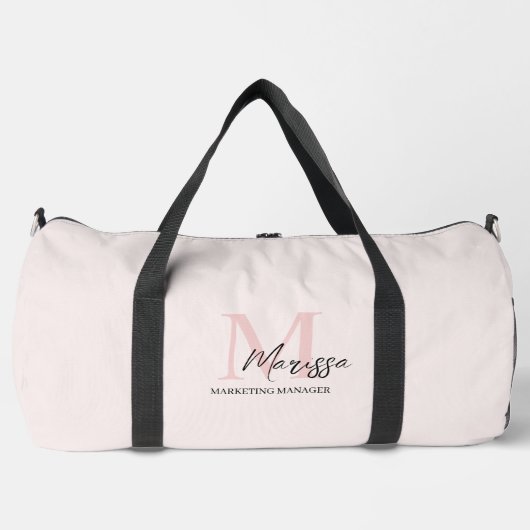 Minimalistisches Monogramm Initial- und Namenspate Duffle Bag (Vorderseite)