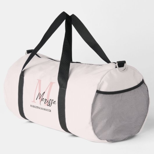 Minimalistisches Monogramm Initial- und Namenspate Duffle Bag (Rechte Ecke)