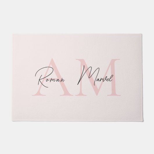 Minimalistisches Monogramm Initial- und Namenspate Fußmatte (Vorderseite)