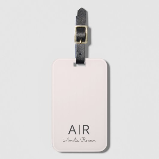 Minimalistisches Monogramm Initial- und Namenspate Gepäckanhänger (Vorderseite Vertikal)