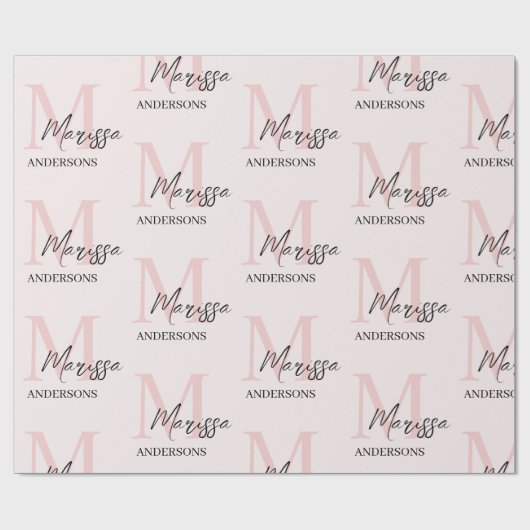 Minimalistisches Monogramm Initial- und Namenspate Geschenkpapier (Flach)