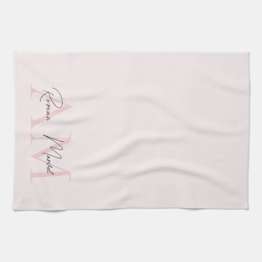 Minimalistisches Monogramm Initial- und Namenspate Geschirrtuch (Horizontal)