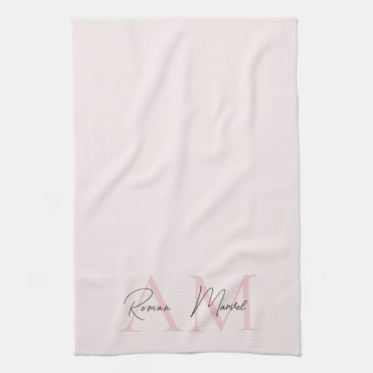 Minimalistisches Monogramm Initial- und Namenspate Geschirrtuch (Vertikal)