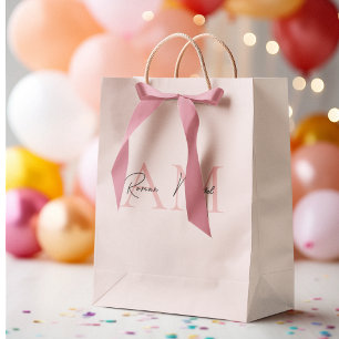 Minimalistisches Monogramm Initial- und Namenspate Mittlere Geschenktüte