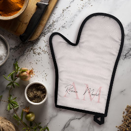 Minimalistisches Monogramm Initial- und Namenspate Ofenhandschuh & Topflappen-Set