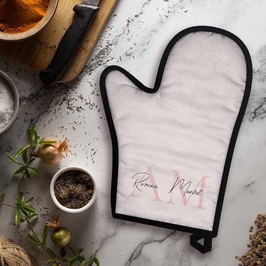 Minimalistisches Monogramm Initial- und Namenspate Ofenhandschuh & Topflappen-Set