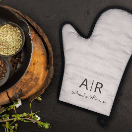 Minimalistisches Monogramm Initial- und Namenspate Ofenhandschuh & Topflappen-Set