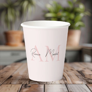 Minimalistisches Monogramm Initial- und Namenspate Pappbecher