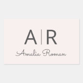 Minimalistisches Monogramm Initial- und Namenspate Rechteckiger Aufkleber (Vorderseite)