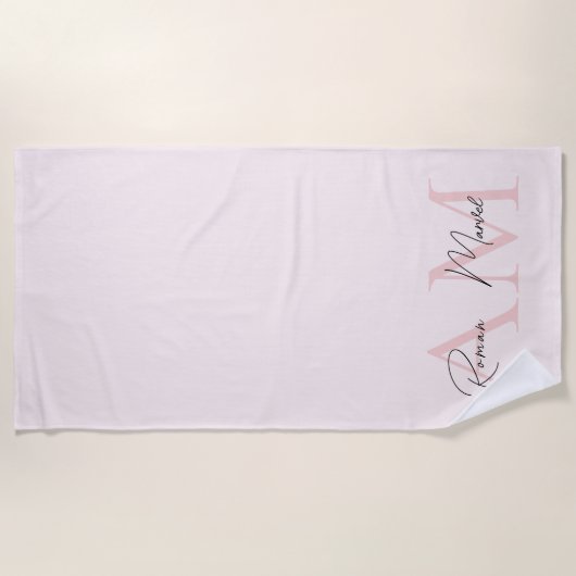 Minimalistisches Monogramm Initial- und Namenspate Strandtuch (Vorderseite)