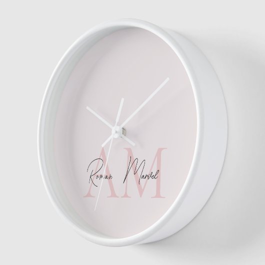 Minimalistisches Monogramm Initial- und Namenspate Uhr (Winkel)