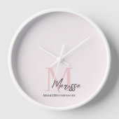 Minimalistisches Monogramm Initial- und Namenspate Uhr (Vorderseite)