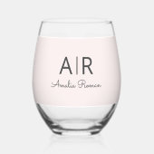 Minimalistisches Monogramm Initial- und Namenspate Weinglas Ohne Stiel (Rückseite)