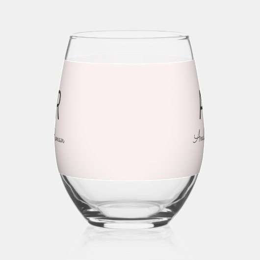 Minimalistisches Monogramm Initial- und Namenspate Weinglas Ohne Stiel (Links)