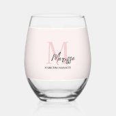 Minimalistisches Monogramm Initial- und Namenspate Weinglas Ohne Stiel (Vorderseite)