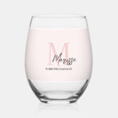 Minimalistisches Monogramm Initial- und Namenspate Weinglas Ohne Stiel (Rückseite)