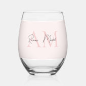 Minimalistisches Monogramm Initial- und Namenspate Weinglas Ohne Stiel (Vorderseite)