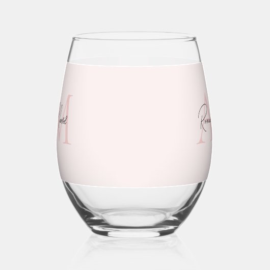 Minimalistisches Monogramm Initial- und Namenspate Weinglas Ohne Stiel (Links)