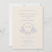 Minimalistisches Monogramm Initialien-Wappen Flora Einladung (Vorderseite)