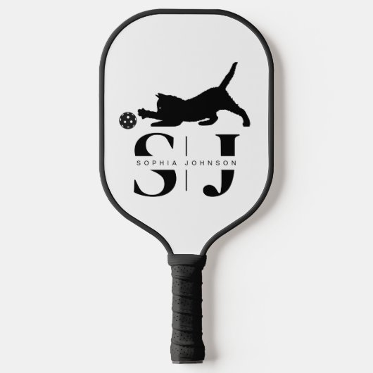 Minimalistisches Monogramm, Katzenpaddel Pickleball Schläger (Vorderseite)