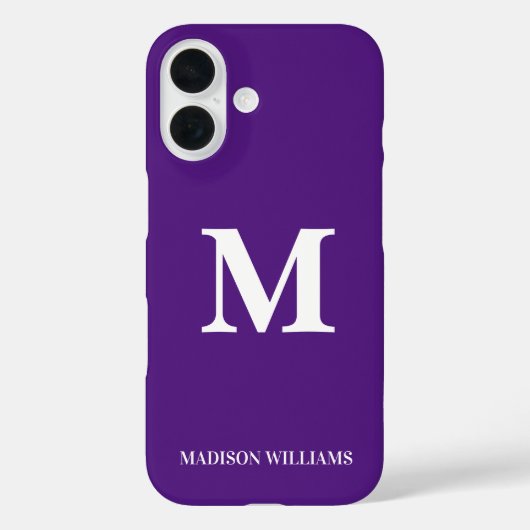 Minimalistisches Monogramm Lila & weiß Stilvoll Mo Case-Mate iPhone Hülle (Rückseite)