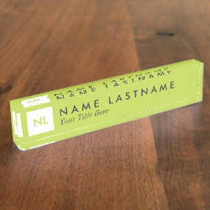 Minimalistisches Monogramm-Limon-Quadrat-Schreibti Namensplakette
