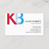 Minimalistisches Monogramm-Logo, blau und rot Visitenkarte (Rückseite)