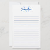 Minimalistisches Monogramm mit blauer Linse Briefpapier (Vorderseite)
