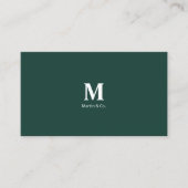 Minimalistisches Monogramm mit Initial auf dunkelg Visitenkarte (Vorderseite)