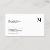 Minimalistisches Monogramm mit Initial auf Dunkelg Visitenkarte (Rückseite)