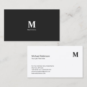 Minimalistisches Monogramm mit Initiale auf Dunkel Visitenkarte