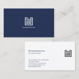 Minimalistisches Monogramm mit Logo auf dunkelblau Visitenkarte