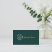 Minimalistisches Monogramm mit Logo | Classy Green Visitenkarte (Stehend Vorderseite)